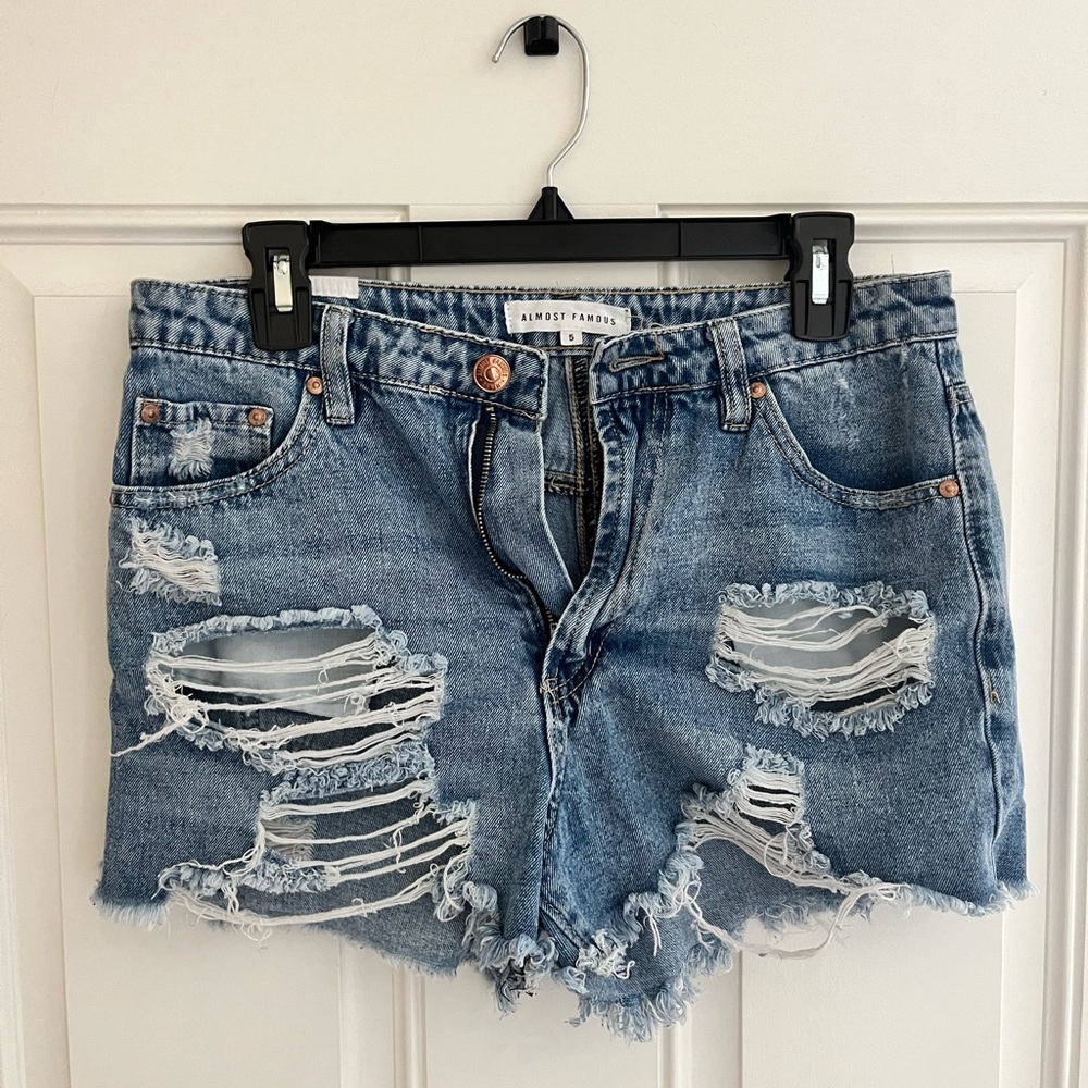 Almost Famous Ripped Blue Jean Shorts